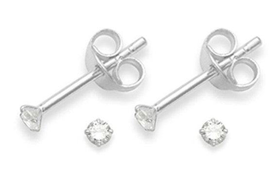 Pair Of 925 Sterling Silver 2mm Cubic Zerconia Ear Studs Pair Of 925 Sterling Silver 2mm Cubic Zerconia Ear Studs