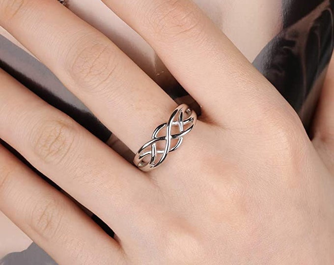 Solid 925  Sterling silver Everlasting Love Knot Ring in Sizes G-Z gift Boxed/20 Different Sizes Available