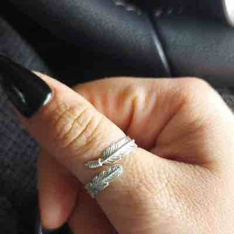 925 solid Sterling Silver Angel Feather Wing Ring Gift Boxed image 7