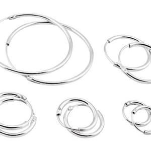 Set of  5 pairs of solid   925 Sterling silver hoop earrings image 1