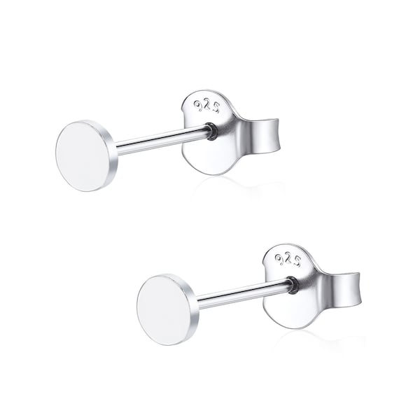 3 Pairs of 925 solid sterling silver Round Ear Studs in sizes 3mm,4mm,5mm