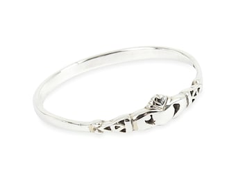 Solid 925  Sterling Silver Claddagh Stacking Ring in Sizes G-Z/20 Different Sizes Available