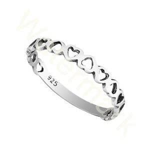 925 Solid Sterling Silver Love Heart Stacking Ring In Sizes G-Z