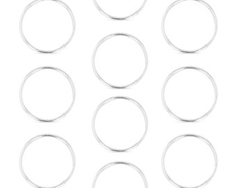 Pack of 10 solid 925 Sterling Silver Plain nose rings in sizes 8mm/10mm