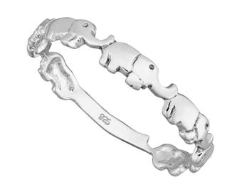Solid 925  Sterling silver Solid  Elephant stacking Ring in Sizes G-Z/20 Different Sizes Available
