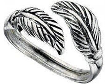 Sterling Silver Toe Ring Jewelry For Women Double Leaf or Feather Wrap