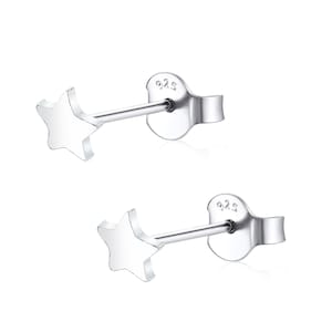 Pair of 925 solid sterling silver Star  Ear Studs available in 3 star sizes 3mm,4mm,5mm