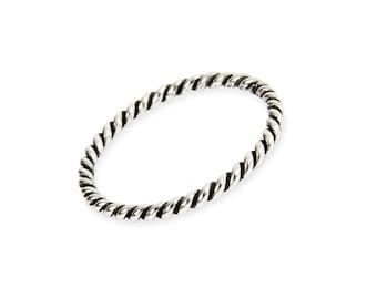 Solid 925  Sterling silver twist rope stacking Ring in Sizes G-Z/20 Different Sizes Available