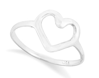 Solid 925  Sterling Single Heart Stacking Ring in Sizes G-Z/20 Different Sizes Available