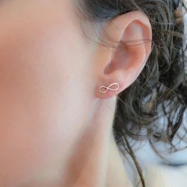 Pair of 925 solid sterling silver INFINITY SYMBOL Ear Studs