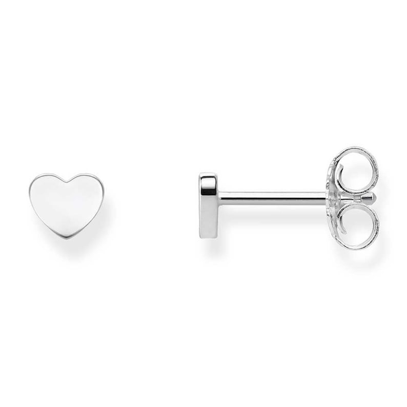 Pair of solid 925 Sterling silver Heart ear studs available in heart size 3mm,4mm,5mm image 3