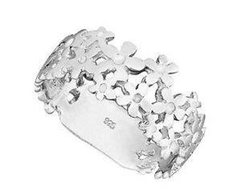 Solid 925 Sterling zilver Large Daisy Flower Ring in maten G-Z/20 Verschillende Maten Beschikbaar