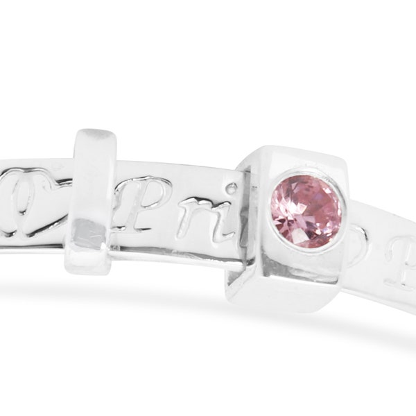 Bracelet de baptême pour bébé en argent sterling 925 avec bijou en CZ rose