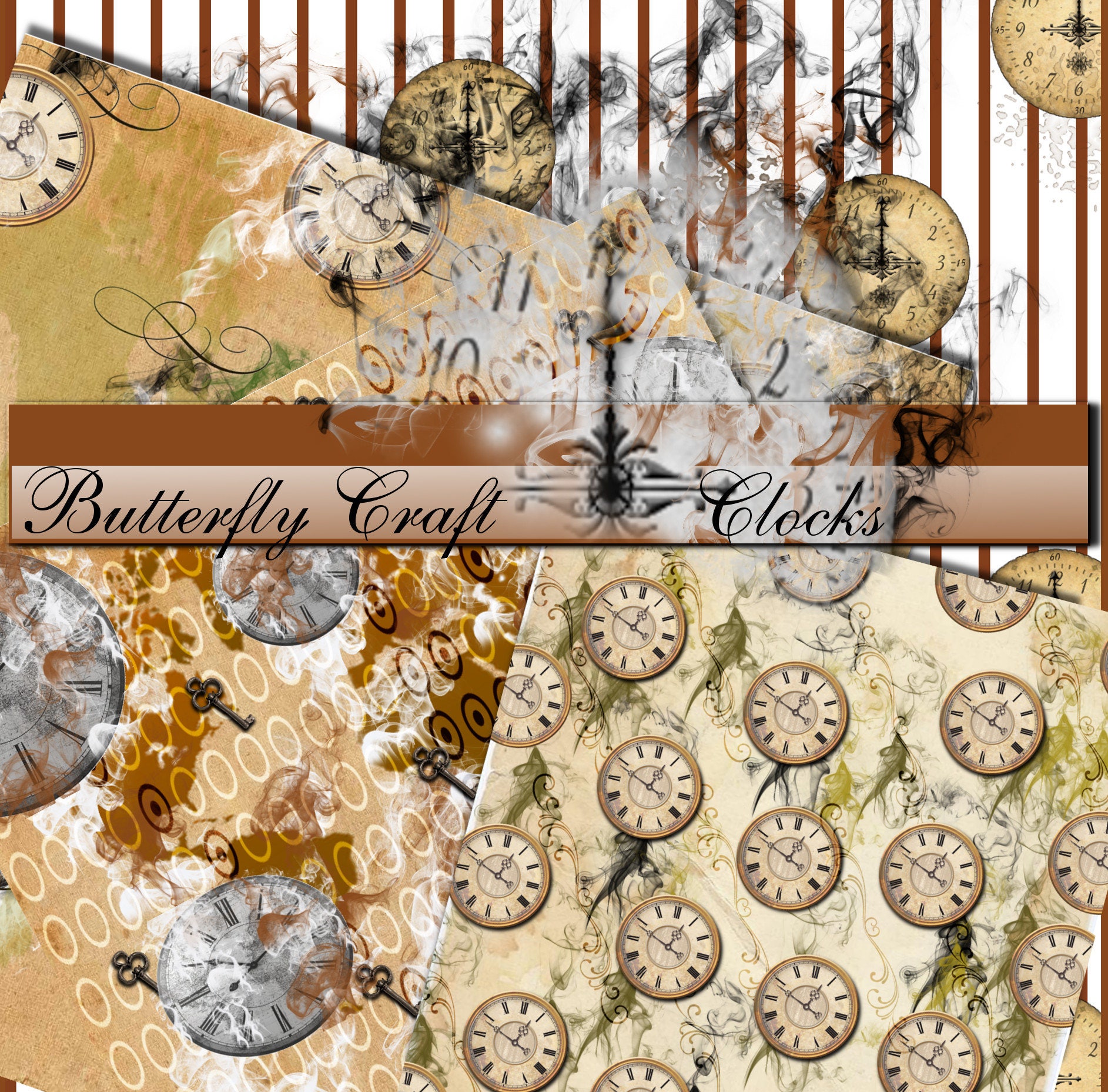 Old clocks digital paper Clocks vintage paper Vintage time Etsy