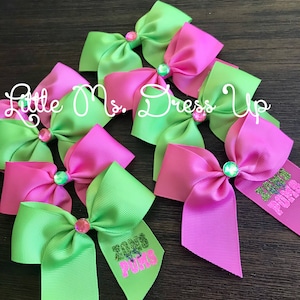 5" -8" Zoms Poms cheer hair bow /zombies party favors / pink cheer bow/addison cheer bow/