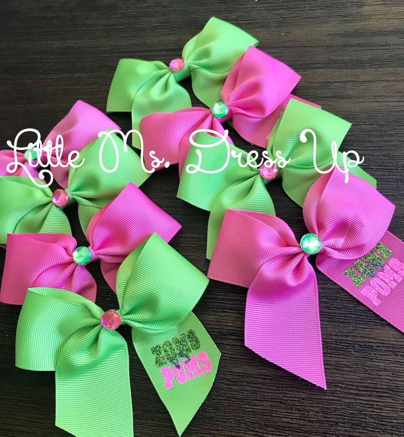 5-8 Zoms Poms cheer hair bow zombies party favors pink cheer bowaddison cheer bow
