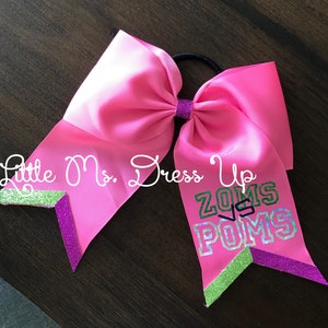 Zoms Poms cheer hair bow/ pink hair bow/ zombie bows / zombie cheer bow/ addison bow