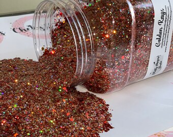 Golden Rays Chunky Mix - 2 oz- Polyester Glitter - Solvent Resistant