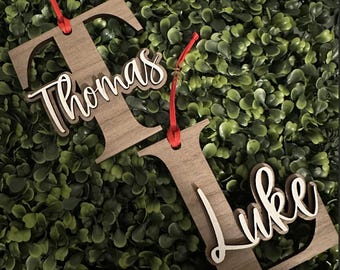 Personalized Name Wood Letter Christmas Ornament Laser Cut Christmas Decor