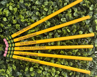 Inspirational Engraved Pencils – Set of 6