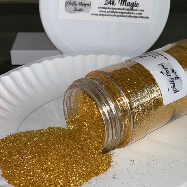 24K Magic - Ultra Fine .008 Loose Glitter - 2 oz- Polyester Glitter - Solvent Resistant