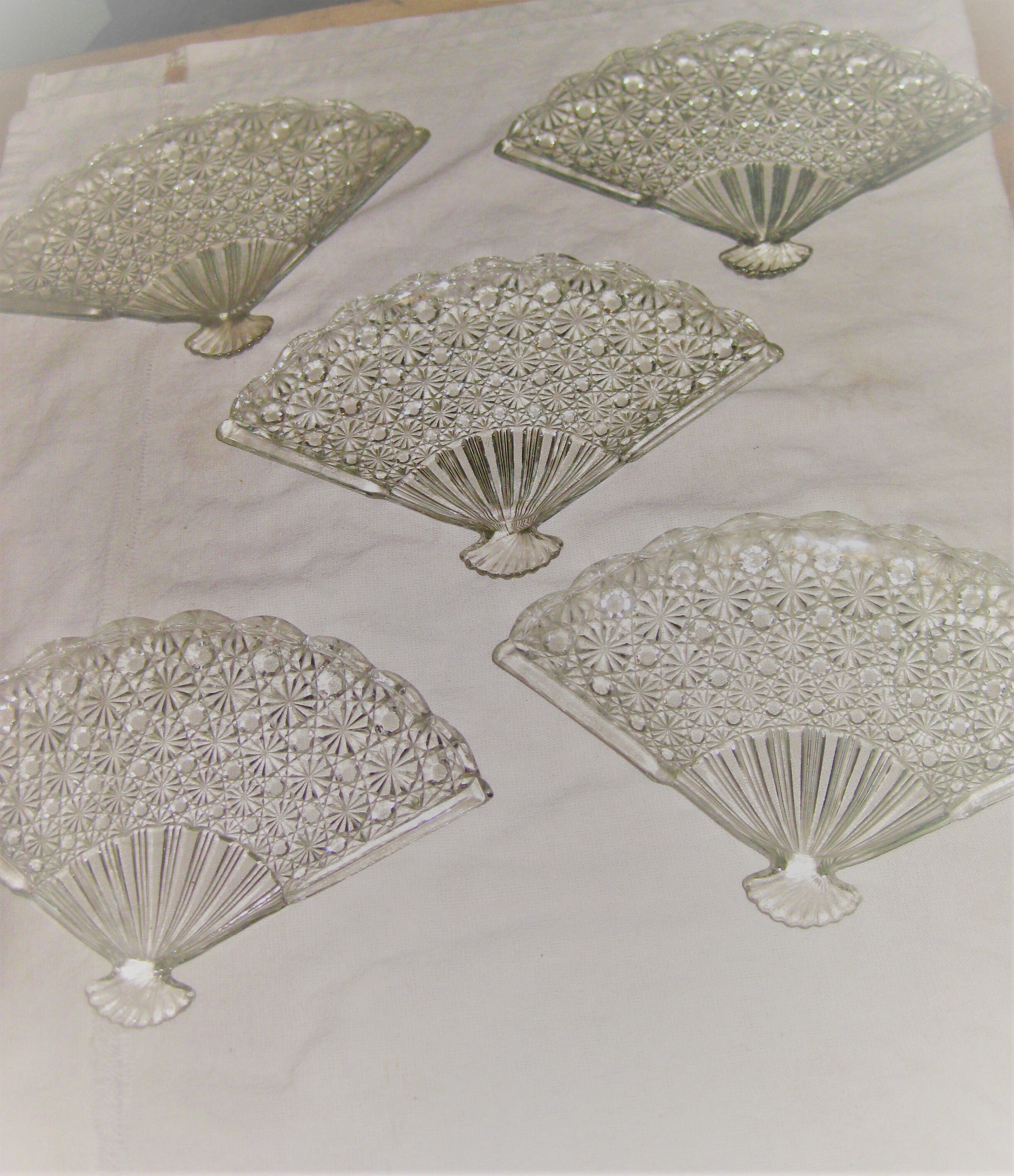 Fan Shaped Pressed Glass Sandwich Plates Set of 5 jb1098bt Etsy