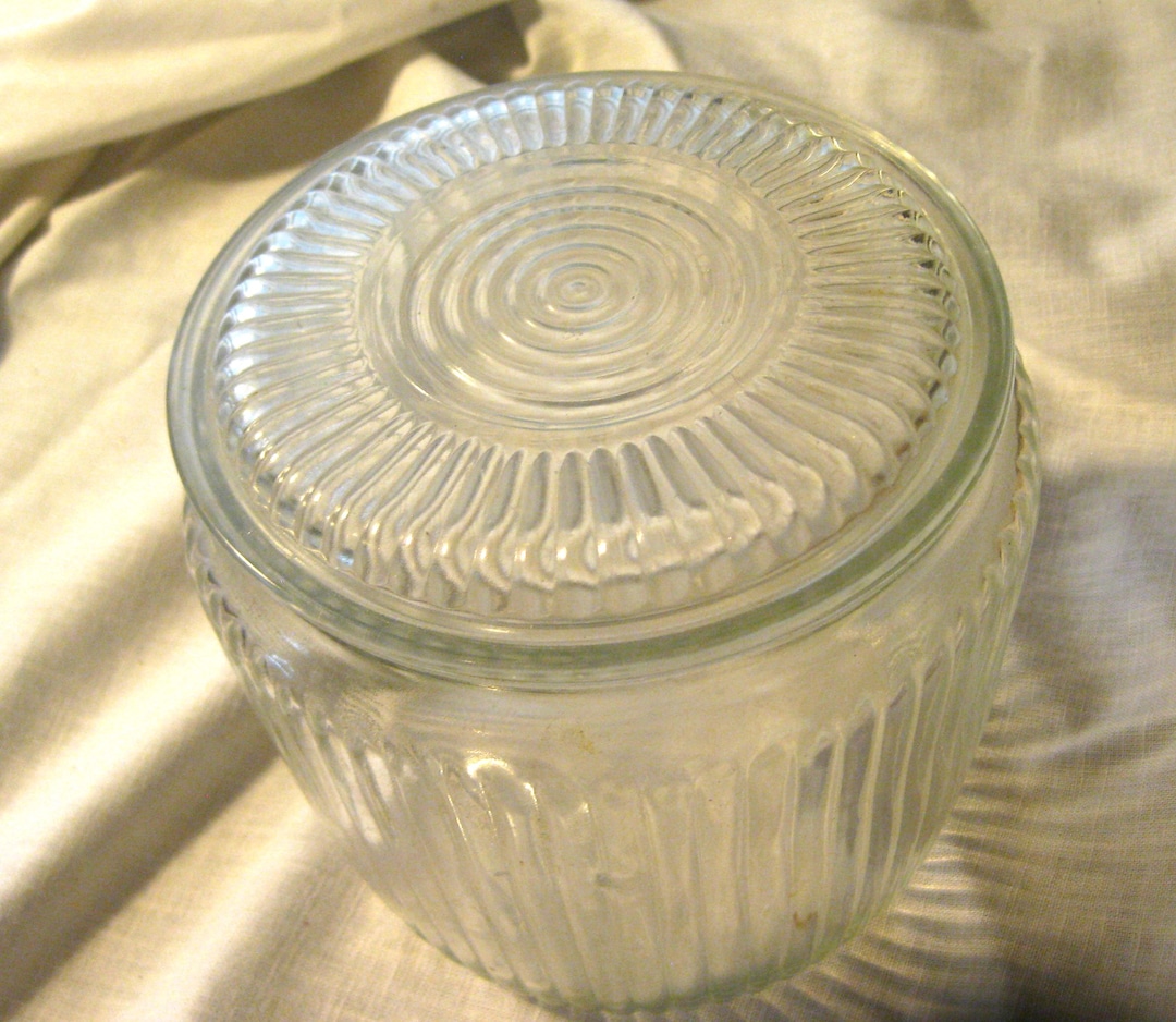 Anchor Hocking Ribbed Glass Container With Lid [cl1355o] - Etsy