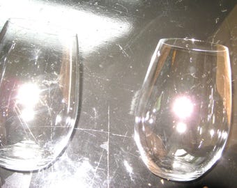 Riedel Stemless Crystal Wine Glasses   lot of 2     [cin3543b]