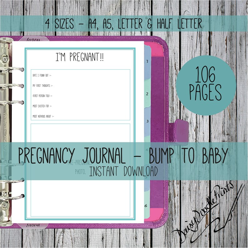 Pregnancy Journal 106 Pages Instant Download Printable - Etsy
