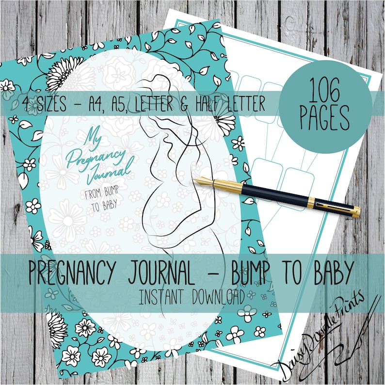 Pregnancy Journal 106 Pages Instant Download Printable Etsy