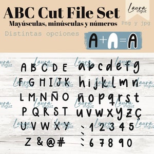 ABC Cut File Set #1 Alphabet with Uppercase, Lowercase and Numbers. JPG and PNG Cutting File. Laura Inguz