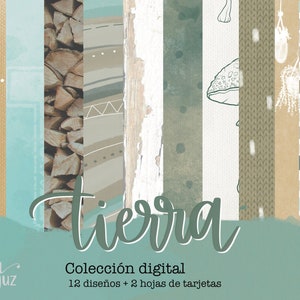 COLLEZIONE DI CARTA DIGITALE, TERRA. Carte decorate da stampare. Scrapbooking, creazione di cartoline, supporti misti. Laura Ingus