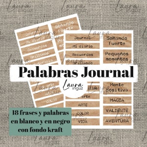 Set  DIGITAL Palabras Journal. Papeles con frases y palabras para imprimir. Scrapbooking, tarjetería, Journal, Mixed Media. Laura Inguz