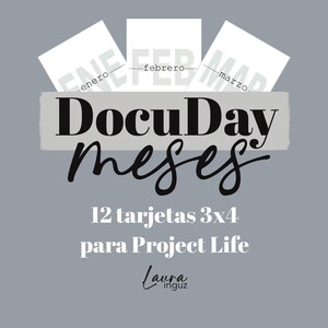 DocuDay Simple Months of 12 CARDS in 3x4 for Project Life di Laura Inguz per Scrapbooking, artigianato, documentazione, album fotografici