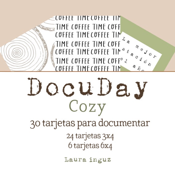 30 DocuDay Cozy Cards. Collection for PL, Scrapbooking, crafts, document photo albums. By Laura Inguz