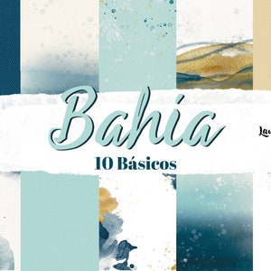 COLECCIÓN de Papeles DIGITAL BÁSICOS Bahía. Papeles decorados para imprimir. Scrapbooking, tarjetería, Mixed Media. Laura Inguz