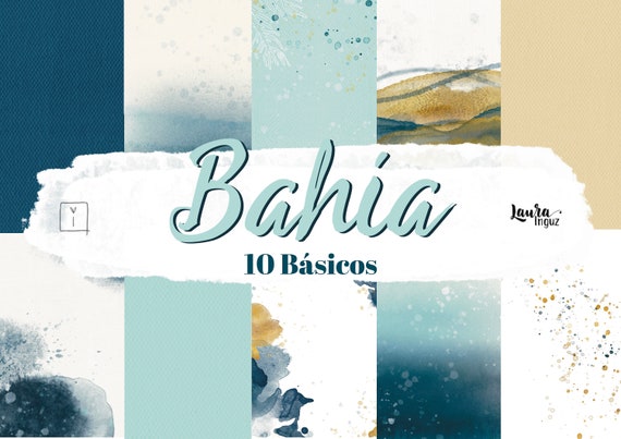 COLLECTION of BASIC DIGITAL Papers Bahía. Decorated papers to print. Scrapbooking, card making, Mixed Media. Laura Inguz