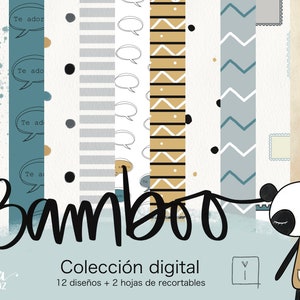 COLLEZIONE DI CARTA DIGITALE BAMBOO. Carte decorate da stampare. Scrapbooking, creazione di cartoline, supporti misti. Laura Ingus