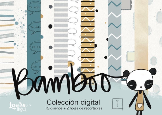 COLLECTION of DIGITAL BAMBOO Papers. Decorated papers to print. Scrapbooking, card making, Mixed Media. Laura Inguz