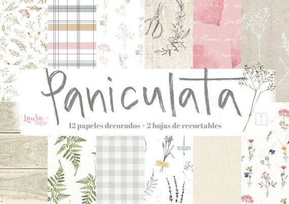 COLLECTION of DIGITAL PANICULATA Papers. Decorated papers to print. Scrapbooking, card making, Mixed Media. Laura Inguz