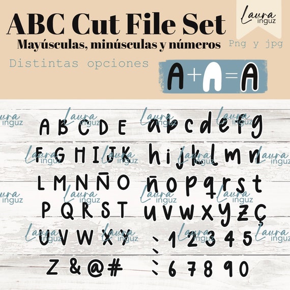 ABC Cut File Set #1 Alphabet with Uppercase, Lowercase and Numbers. JPG and PNG cut file. Laura Inguz