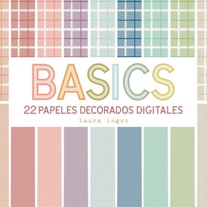Basics 22 Decorated papers to print. Scrapbook, Cardmaking,Journal, Mixed Media. Laura Inguz