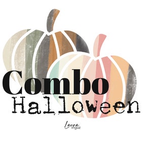 COMBO HALLOWEEN. 2 Colecciones digitales. Papeles decorados para imprimir. Scrapbooking. Laura Inguz