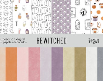 Bewitched Digital Collection - 16 Decorated papers + cutouts to print. Scrapbook, Card Making, Journal. Laura Inguz