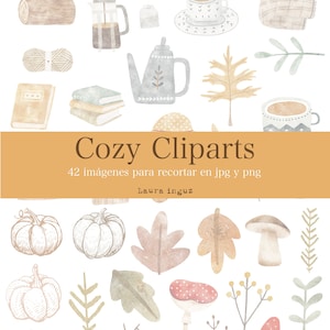 COZY. 42 Cliparts to print, cut, and use with a plotter. Stationery, Scrapbook, Cards, Art Journal, Mixed Media. Laura Inguz image 1