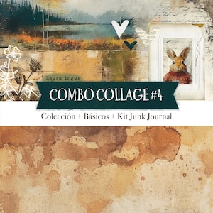 COMBO Collage #4. Colección + Básicos + Kit Junk Journal. Papeles decorados digitales para imprimir. Scrapbooking, Junk Journal. Laura Inguz