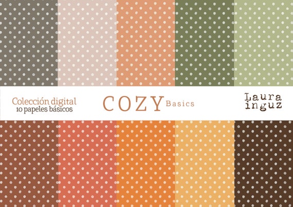 Basic COZY Points. 10 Decorated papers to print. Scrapbook, Cardmaking,Journal, Mixed Media. Laura Inguz