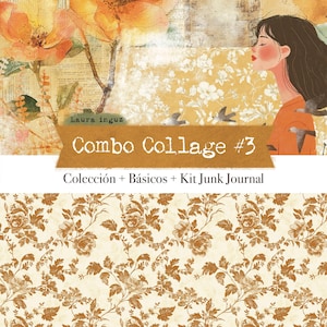 COMBO Collage #3. Colección + Básicos + Kit Junk Journal. Papeles decorados digitales para imprimir. Scrapbooking, Junk Journal. Laura Inguz