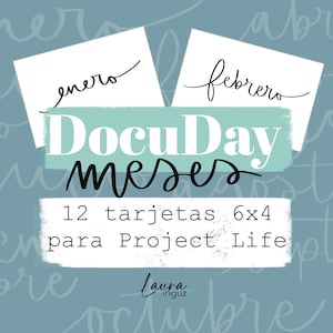 DocuDay Months Lettering di 12 CARTE in 3x4 per Project Life di Laura Inguz per Scrapbooking, artigianato, documentazione, album fotografici
