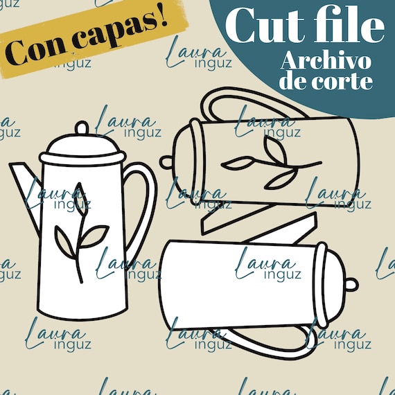 CUT FILES - PNG and jpg cut files Jug - Digi-die cuts by layers and for Scrapbooking, crafts, cardmaking. Laura Inguz